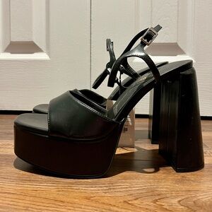 Zara Black Chunky Platform Heels